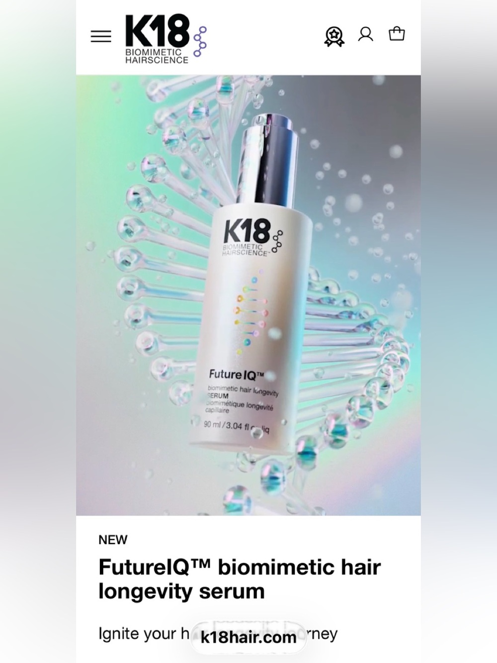 K18 FutureIQ™ Biomimetic Hair Longevity Serum